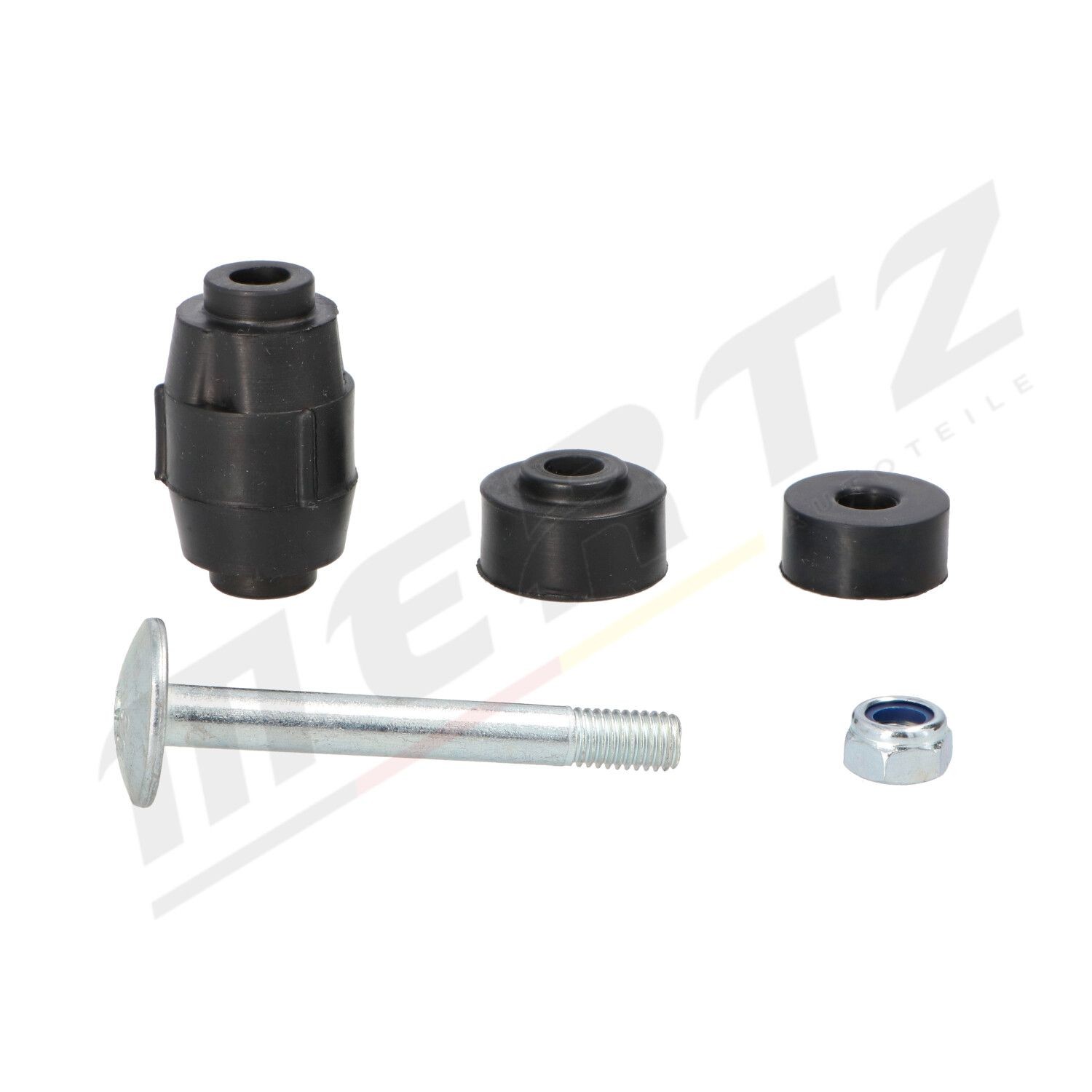 MERTZ M-S0323: Brat / bieleta suspensie, stabilizator Axa fata stanga, Axa fata dreapta, Cauciuc