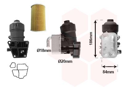 VAN WEZEL 03013726: Chłodnica oleju, olej silnikowy *** IR PLUS *** z uszczelnieniem, z obudową filtra oleju, z filtrem