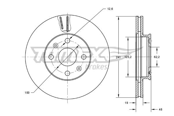 TOMEX brakes TX 72-15: Piduriketas Esisild, Ø: 241mm, õhutusega, Ø: 241mm, värvitud
