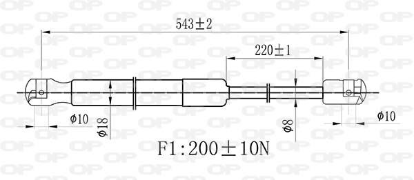 OPEN PARTS GSR6480.00: Gāzes atspere, Aizmugurējais stikls aizmugurē, no abām pusēm