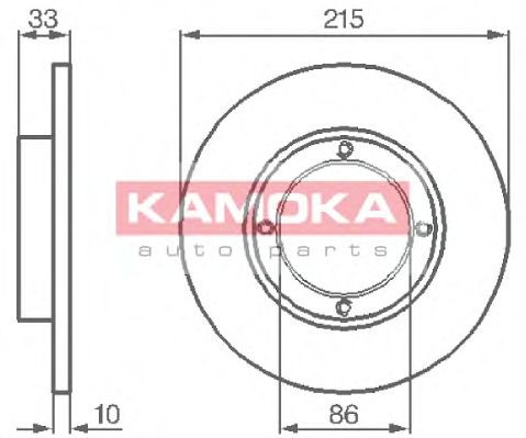 KAMOKA 1032196: Disco de freno Eje delantero, Ø: 215mm, macizo, Ø: 215mm