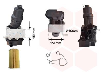 VAN WEZEL 58013730: Chłodnica oleju, olej silnikowy *** IR PLUS *** z uszczelnieniem, z obudową filtra oleju, z filtrem