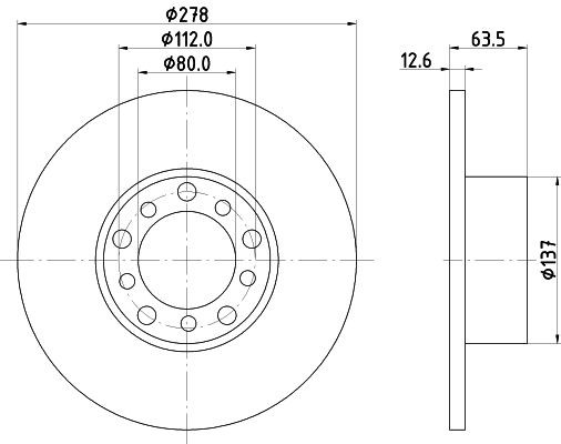 HELLA PAGID 8DD 355 100-071: Piduriketas Ø: 278mm, täis, Ø: 278mm, ilma rattakeskmeta, ilma rattalaagrita, ilma rattakinnituspoltideta