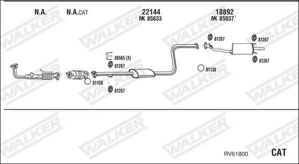 WALKER RV61800: Σύστημα εξάτμισης