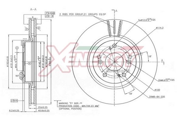 AP XENERGY X602885: Bromsskiva framaxel, Ø: 300mm, ventilerad, Ø: 300mm