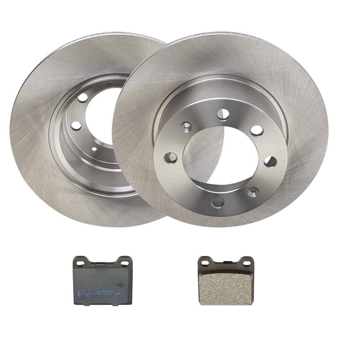 RIDEX 3405B2409: Kit de discos de freno y pastillas Eje trasero, Ø: 269mm, macizo