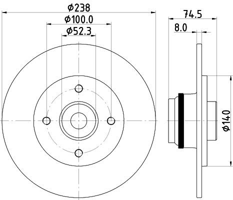 MINTEX MDC1997: Disco de freno Ø: 238mm, macizo, Ø: 238mm, con tuerca del eje, con anillo sensor ABS, con cojinete rueda, sin perno de sujeción de rueda, con buje de rueda