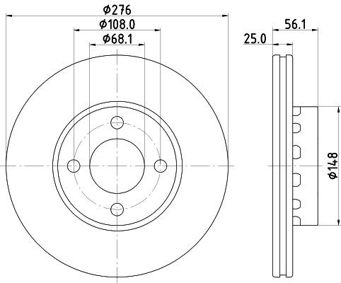 MINTEX MDC775: Disco de freno Ø: 276mm, ventilación externa, Ø: 276mm, sin buje de rueda, sin cojinete rueda, sin perno de sujeción de rueda