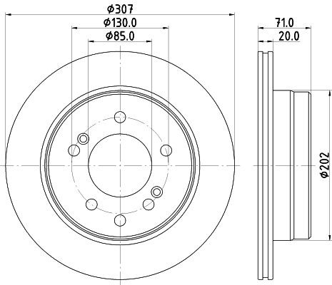 MINTEX MDC2635: Disco de freno Ø: 307mm, ventilación interna, Ø: 307mm, sin buje de rueda, sin cojinete rueda, sin perno de sujeción de rueda