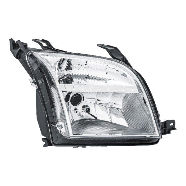 HELLA 1LD 246 044-241: Ajovaloumpio Oikea, H4, W5W, PY21W, Vilkun väri: Läpinäkyvä, ilman polttimoita, Valokorkeussäätimen moottorilla