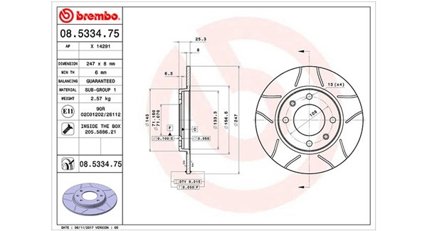 MAGNETI MARELLI 360406018305: Féktárcsa Ø: 247mm, hornyolt, Ø: 247mm, csavarokkal