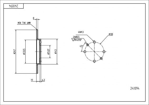 HART 241 094: Féktárcsa PREMIUM LINE Ø: 247mm, tele, Ø: 247mm