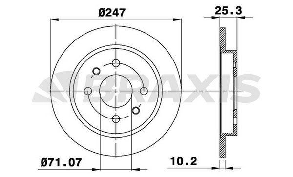 BRAXIS AE0097: Bremseskive Ø: 247mm, fuldstændigt