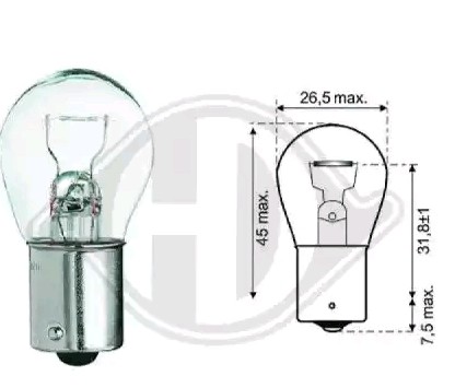 DIEDERICHS LID10047: Gloeilamp, knipperlamp 12V, Aan beide zijden, P21W