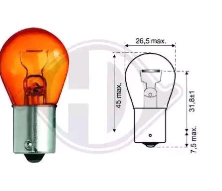 DIEDERICHS LID10048: Bec, semnalizator 12V, pe ambele parti, P21W Amber