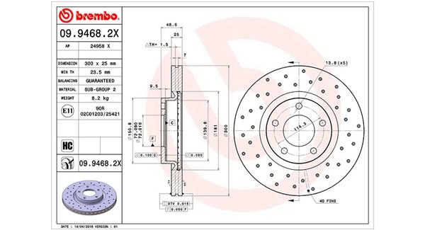MAGNETI MARELLI 360406056802: Brzdový kotúč Ø: 300mm, dierované/s vnútorným chladením, Ø: 300mm