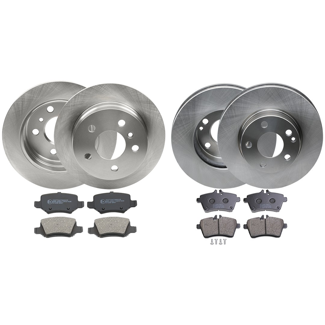 RIDEX 3405B1725: Kit de discos de freno y pastillas Eje delantero, Eje trasero, Ø: 276,0, 258mm, ventilado, macizo, Chapa antichirridos