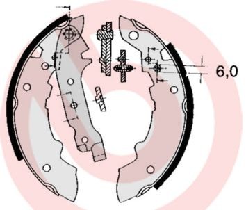 BREMBO S 68 512: Zestaw szczęk hamulcowych ESSENTIAL LINE z dodatkami, z dźwignią hamulca pomocniczego