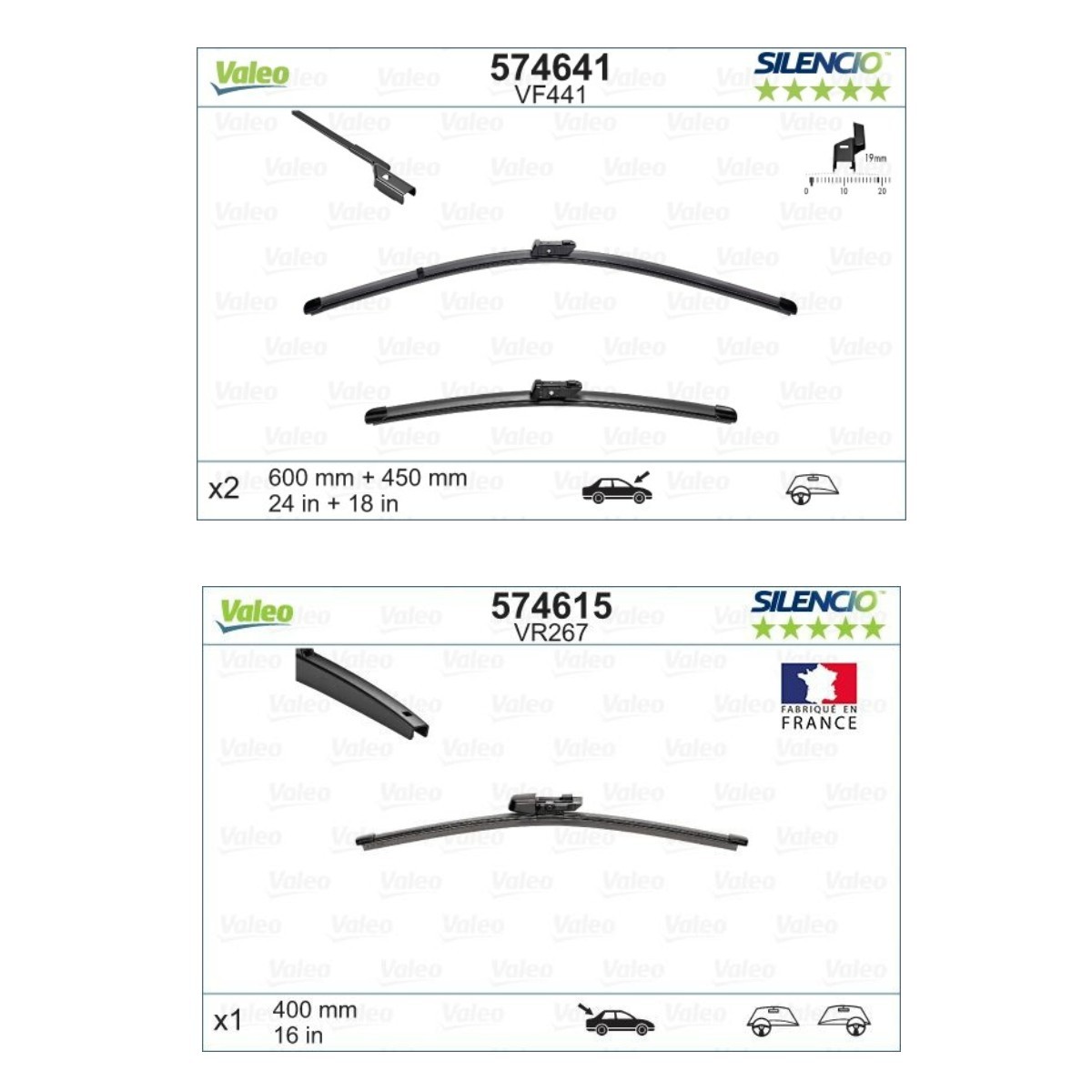 VALEO VAL298N0023: Essuie-glace 600, 400mm SILENCIO