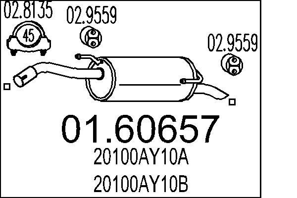 MTS 01.60657: Zadni tlumic vyfuku 860mm