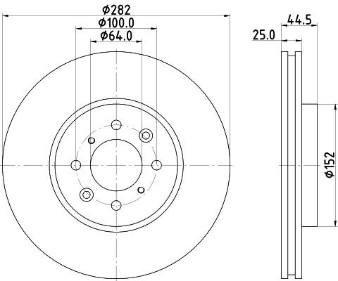 MINTEX MDC1501: Brzdový kotúč Ø: 282mm, s vnútorným chladením, Ø: 282mm, bez náboja kolesa, bez ložiska kolesa, bez skrutiek upevnujucich koleso