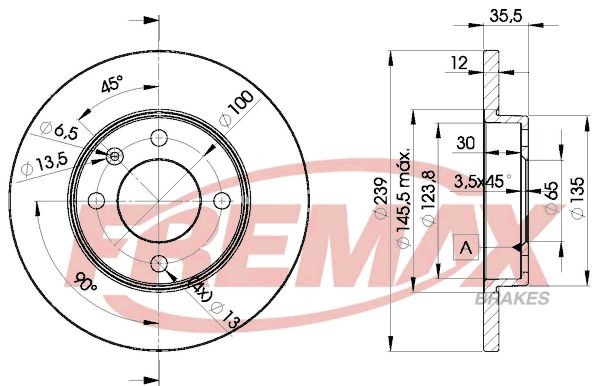 FREMAX BD-3300: Brzdový kotouč R: 239mm, plný, R: 239mm, nátěr, Premium Black Carbon +
