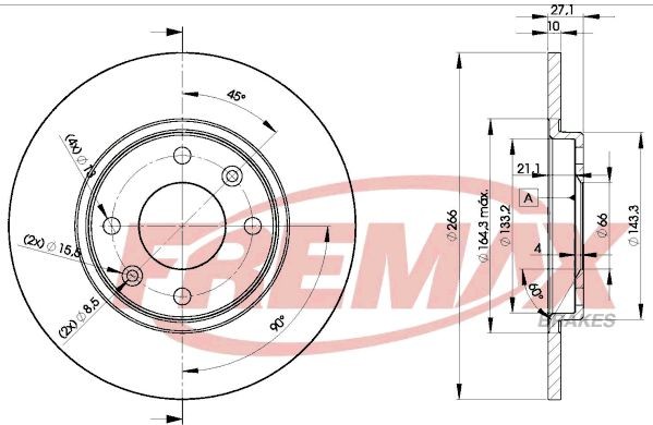 FREMAX BD-4688: Disco de freno Ø: 266mm, macizo, Ø: 266mm, revestido, Premium Black Carbon +