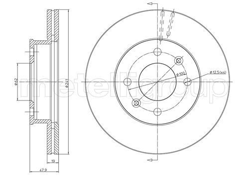 METELLI 23-0626: Piduriketas Ø: 241mm, õhutusega, Ø: 241mm