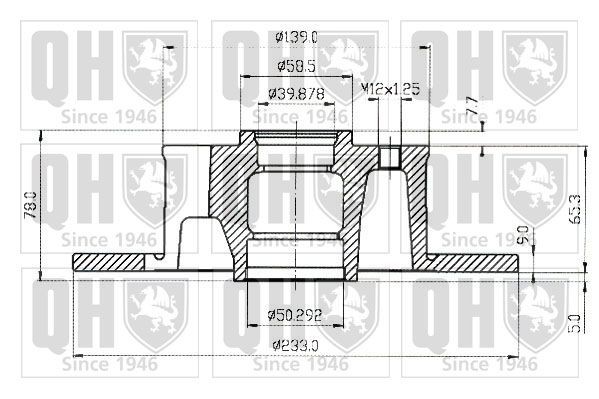 QUINTON HAZELL BDC1034: Bremseskive Ø: 233mm, fuldstændigt, Ø: 233mm