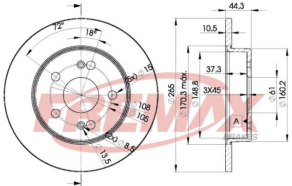 FREMAX BD-4297: Disco de freno Ø: 265mm, macizo, Ø: 265mm, revestido