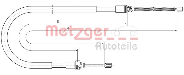 METZGER 10.6033: Handremkabel Links achter, Rechts achter, rechts, 1638/1303mm, 1638/1303mm, COFLE