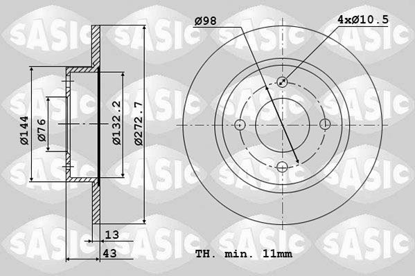 SASIC 2464424J: Disco de freno Eje delantero, Ø: 273mm, macizo, Ø: 273mm