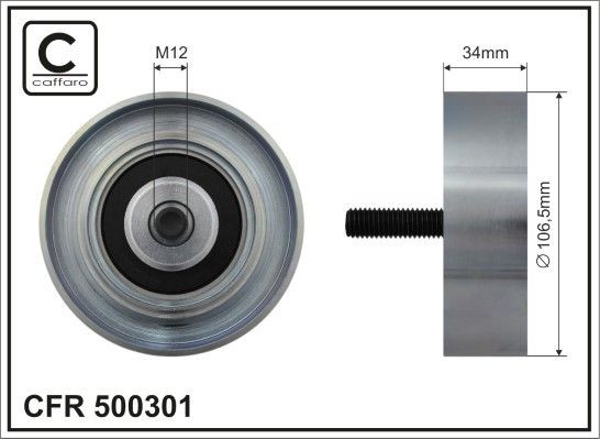 CAFFARO 500301: Galet enrouleur de courroie d'accessoire Ø: 107mm, Ø: 107mm