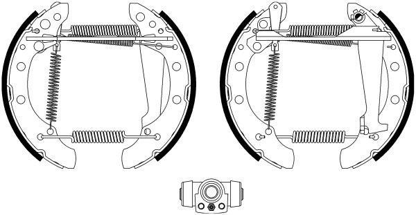 HELLA 8DB 355 022-771: Kit frenos, disco de tambor con cilindro de freno de rueda, con accionador Shoe Kit Pro