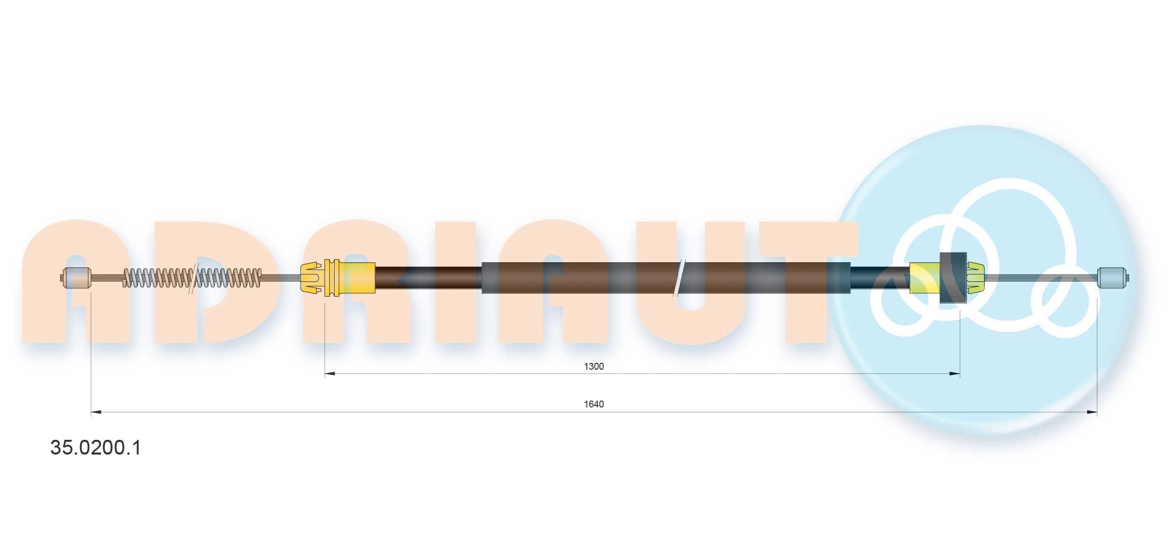 ADRIAUTO 35.0200.1: Handremkabel Links achter, Rechts achter, 1640mm, 1640mm