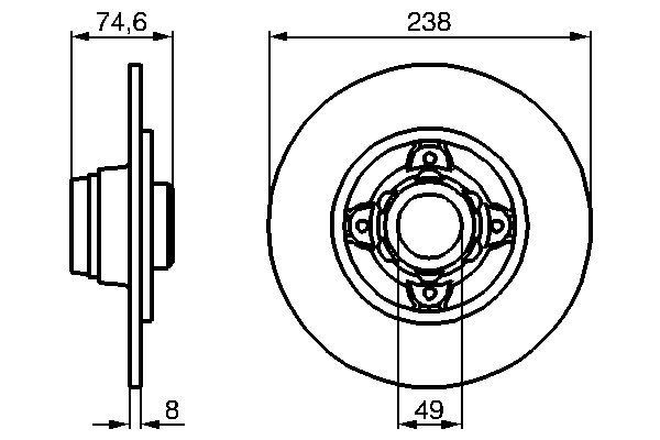 BOSCH 0 986 478 557: Disco de freno Ø: 237,6mm, macizo, Ø: 237,6mm, aceitado, sin anillo sensor ABS