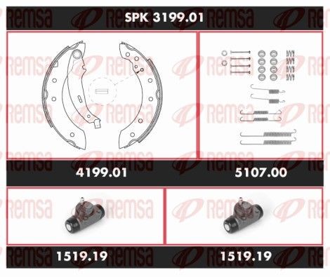 REMSA SPK 3199.01: Kit frenos, disco de tambor Eje trasero, con cilindro de freno de rueda Super Precision Kit