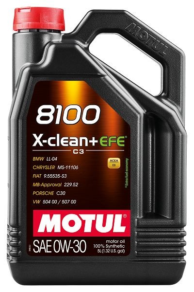 MOTUL 111678: Variklio alyva 8100 X-CLEAN+ EFE 0W-30 5l, 0W-30 8100, X-CLEAN+ EFE
