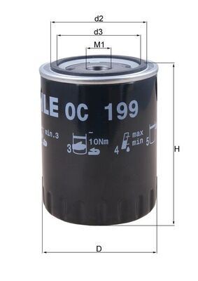 MAHLE OC 199: Filtro olio con due valvole blocco arretramento