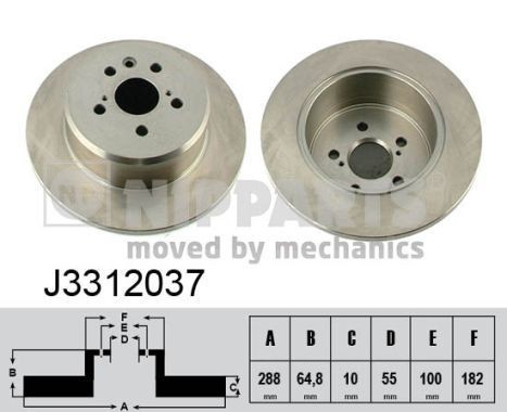 NIPPARTS J3312037: Piduriketas Tagasild, Ø: 288mm, täis, Ø: 288mm, värvitud