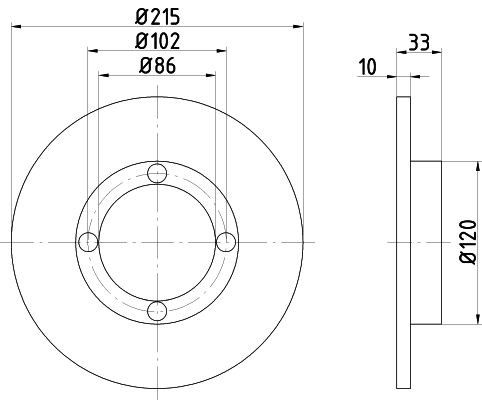 TEXTAR 92102700: Disco de freno Ø: 215mm, macizo, Ø: 215mm, sin buje de rueda, sin perno de sujeción de rueda