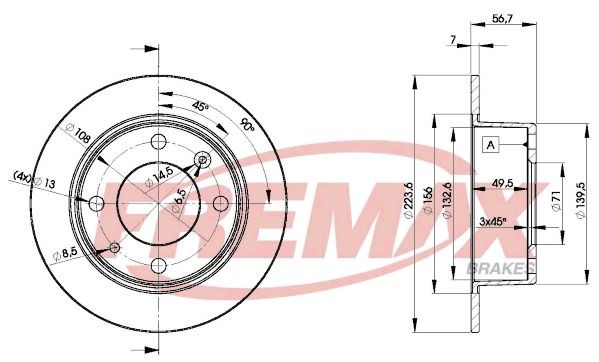 FREMAX BD-2061: Disco de freno Ø: 224mm, macizo, Ø: 224mm, Premium Black Carbon +
