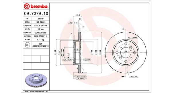 MAGNETI MARELLI 360406054000: Brzdový kotouč R: 235mm, vnitřně větráno, R: 235mm
