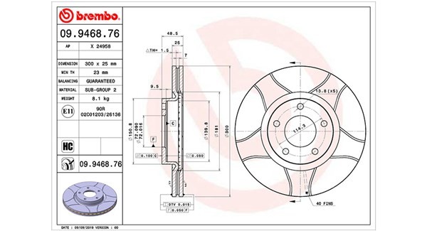 MAGNETI MARELLI 360406056805: Brzdový kotúč Ø: 300mm, drazkovany, Ø: 300mm