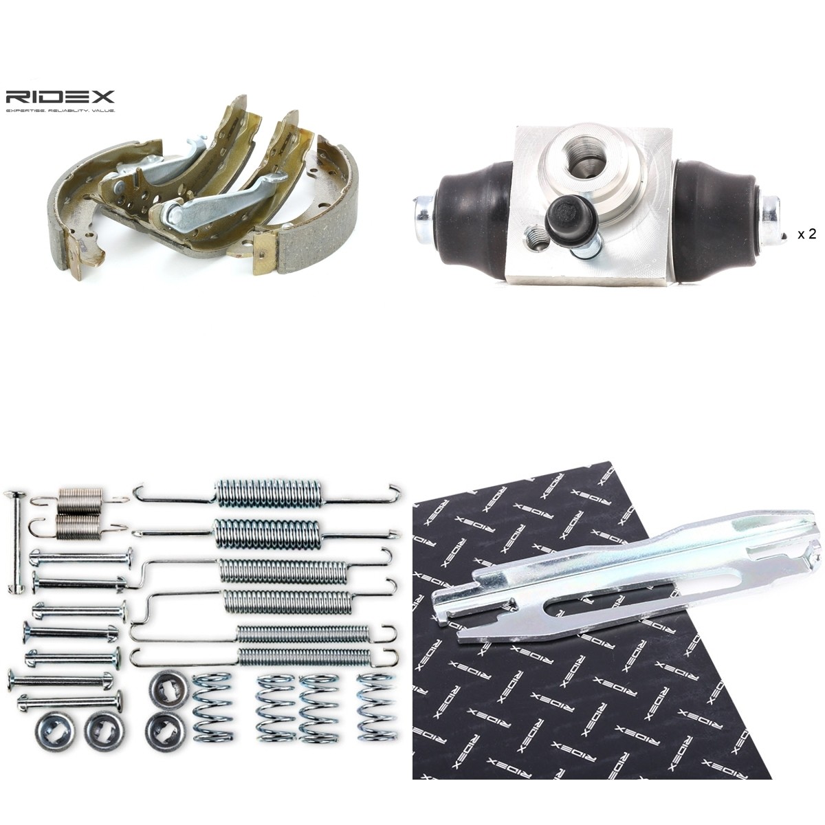 RIDEX 3859B0270: Kit frenos, disco de tambor Eje trasero, con accesorios, con cilindro de freno de rueda