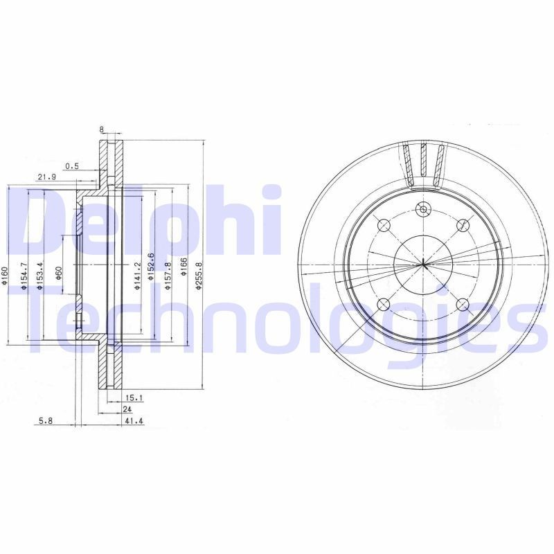 DELPHI BG4003: Disc de frână Ř: 256mm, ventilat, Ř: 256mm, uns