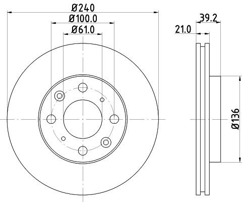 MINTEX MDC1602: Δισκόπλακα Ø: 240mm, εσωτερικά αεριζόμενο, Ø: 240mm, χωρίς πλήμνη, χωρίς ρουλεμάν τροχού, χωρίς μπουλόνια στερέωσης τροχού