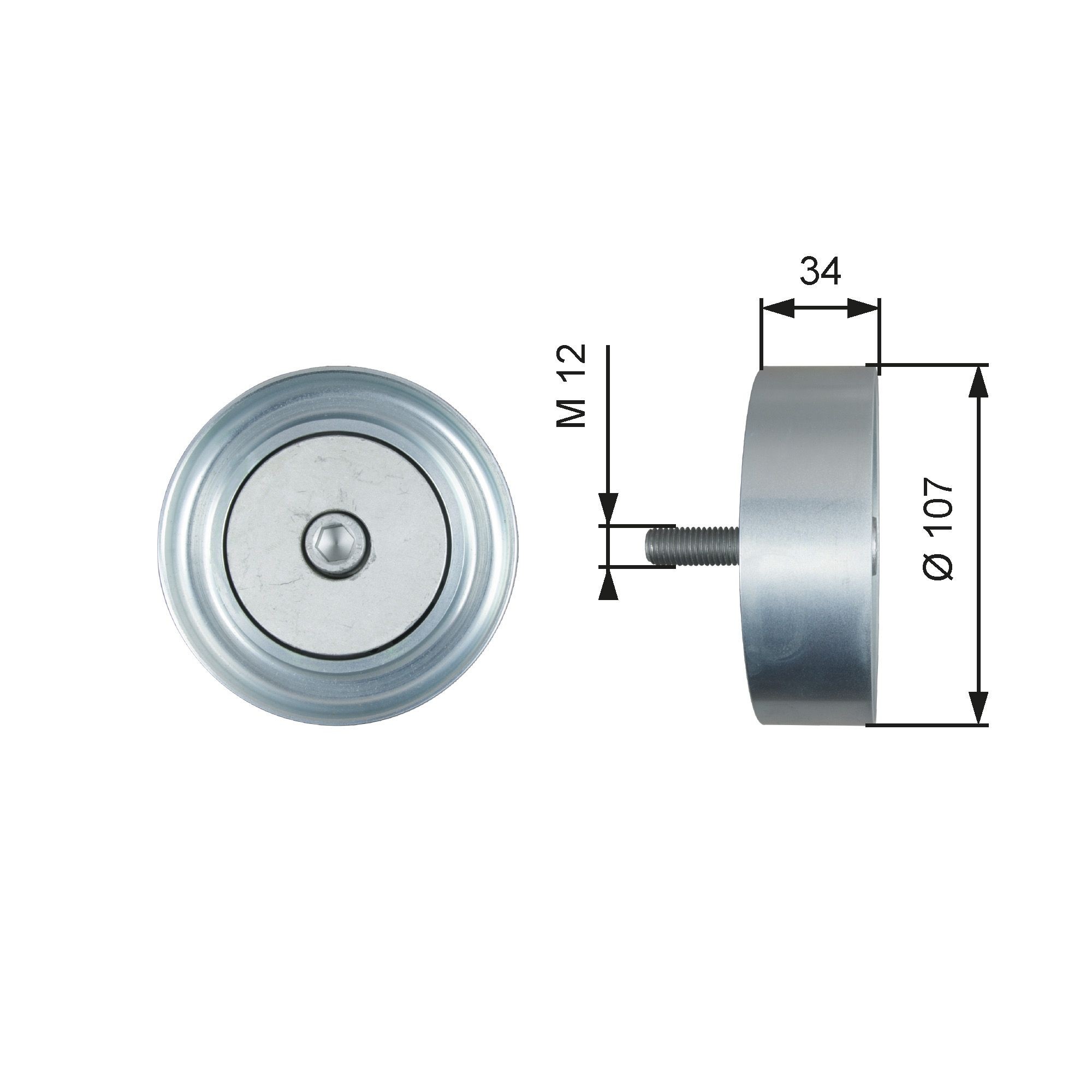 GATES T36515: Galet enrouleur de courroie d'accessoire Ø: 107mm, Ø: 107mm, PowerGrip™ FleetRunner