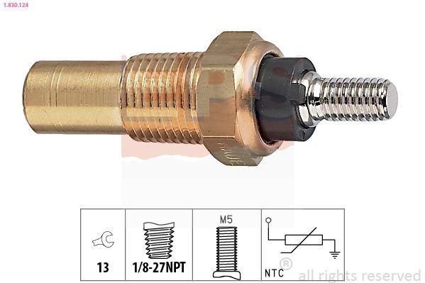 EPS 1.830.124: Senzor, temperatura lichid de racire 1/8-27NPT, Made in Italy - OE Equivalent