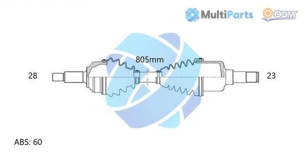 ODM-MULTIPARTS 18-273061: Полуоска 805mm